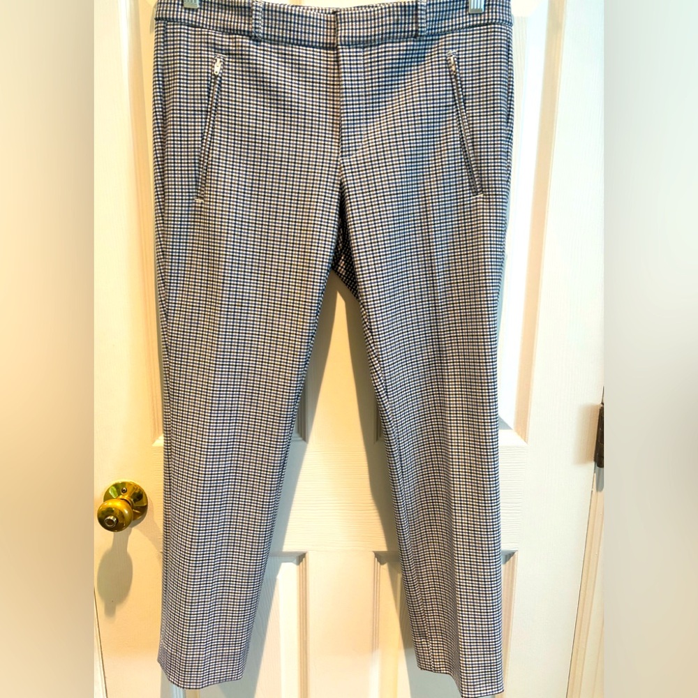 Banana Republic Blue,Tan and White  Checkered Straight Leg Pants